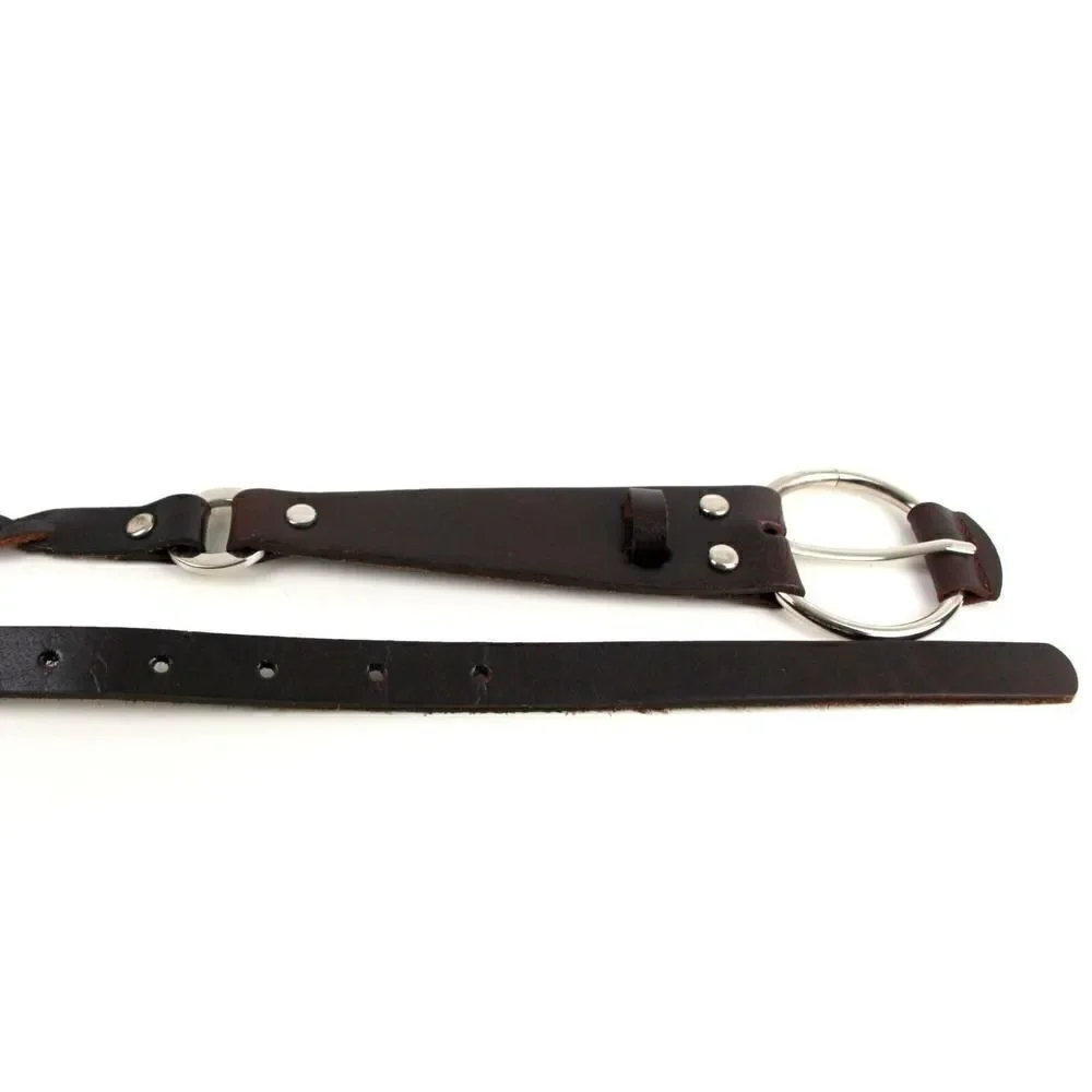 SKINNY STUDS WOVEN BROWN REAL LEATHER 5/8